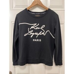 Karl Lagerfeld Women's Black Lightweight Sweatshirt Sz XS